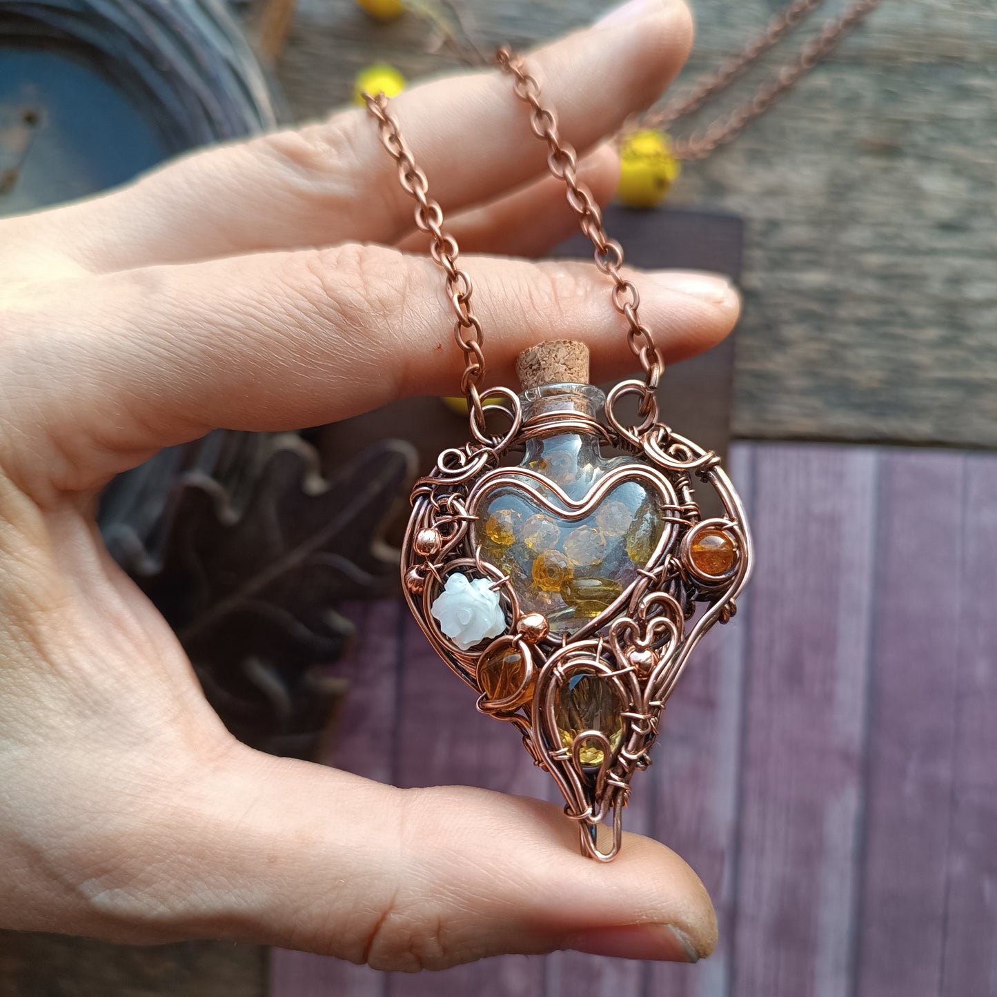 Citrine sunset. vial necklace