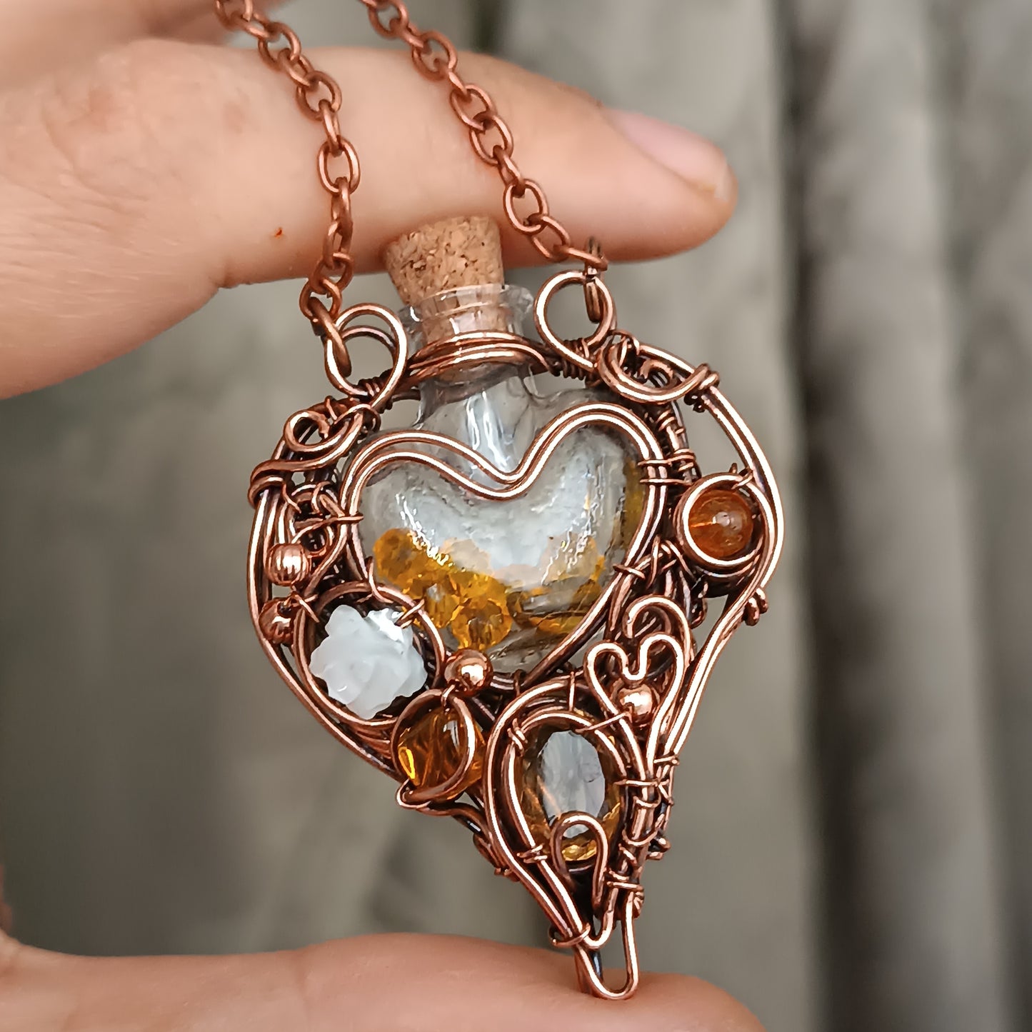 Citrine sunset. vial necklace