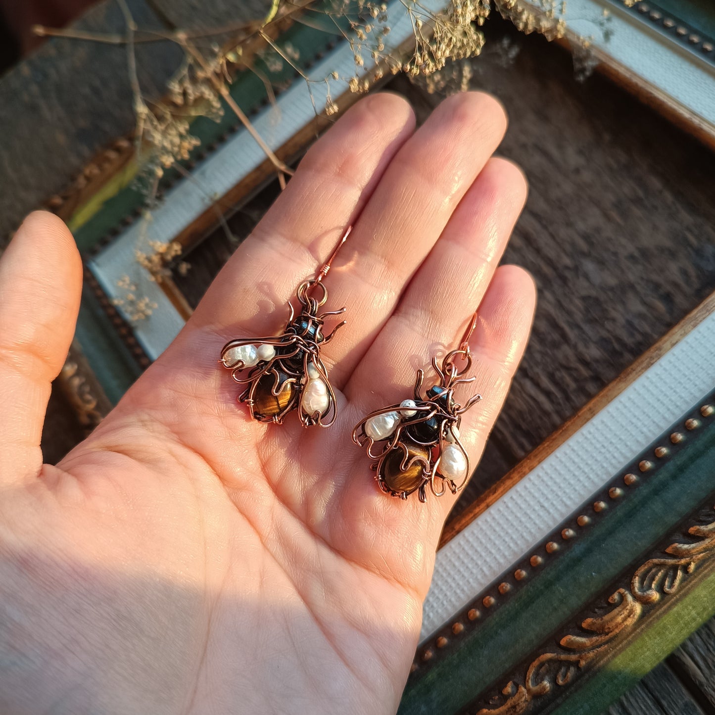 For Hanne. Bumblebee earrings