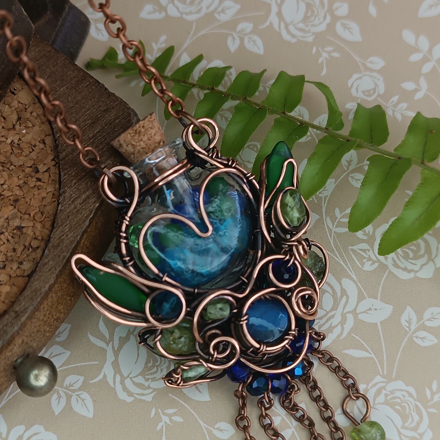 Seagrass meadows. Vial necklace