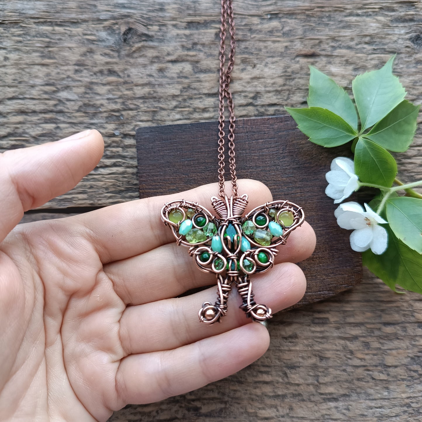 Luna moth necklace