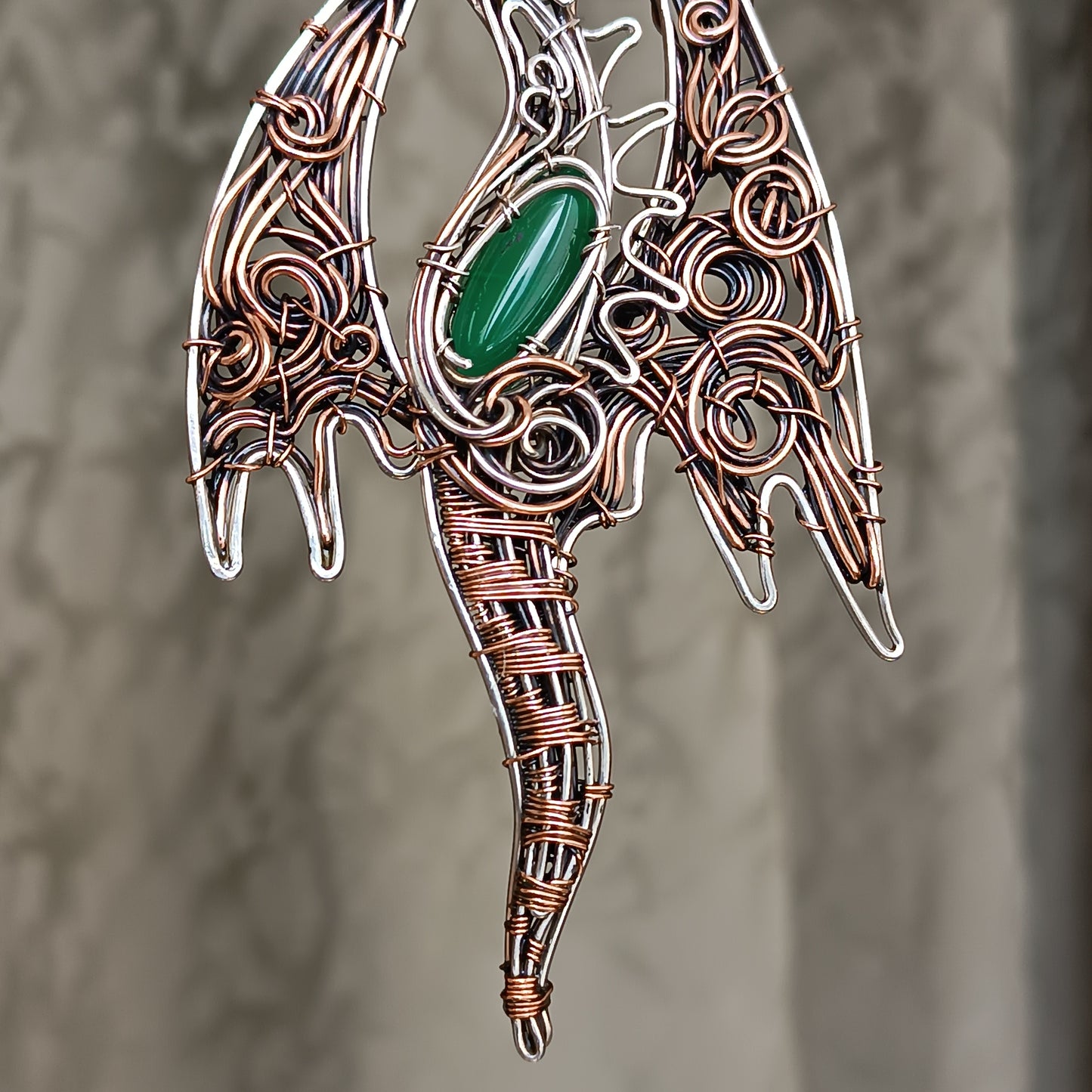 Silver and copper dragon necklace