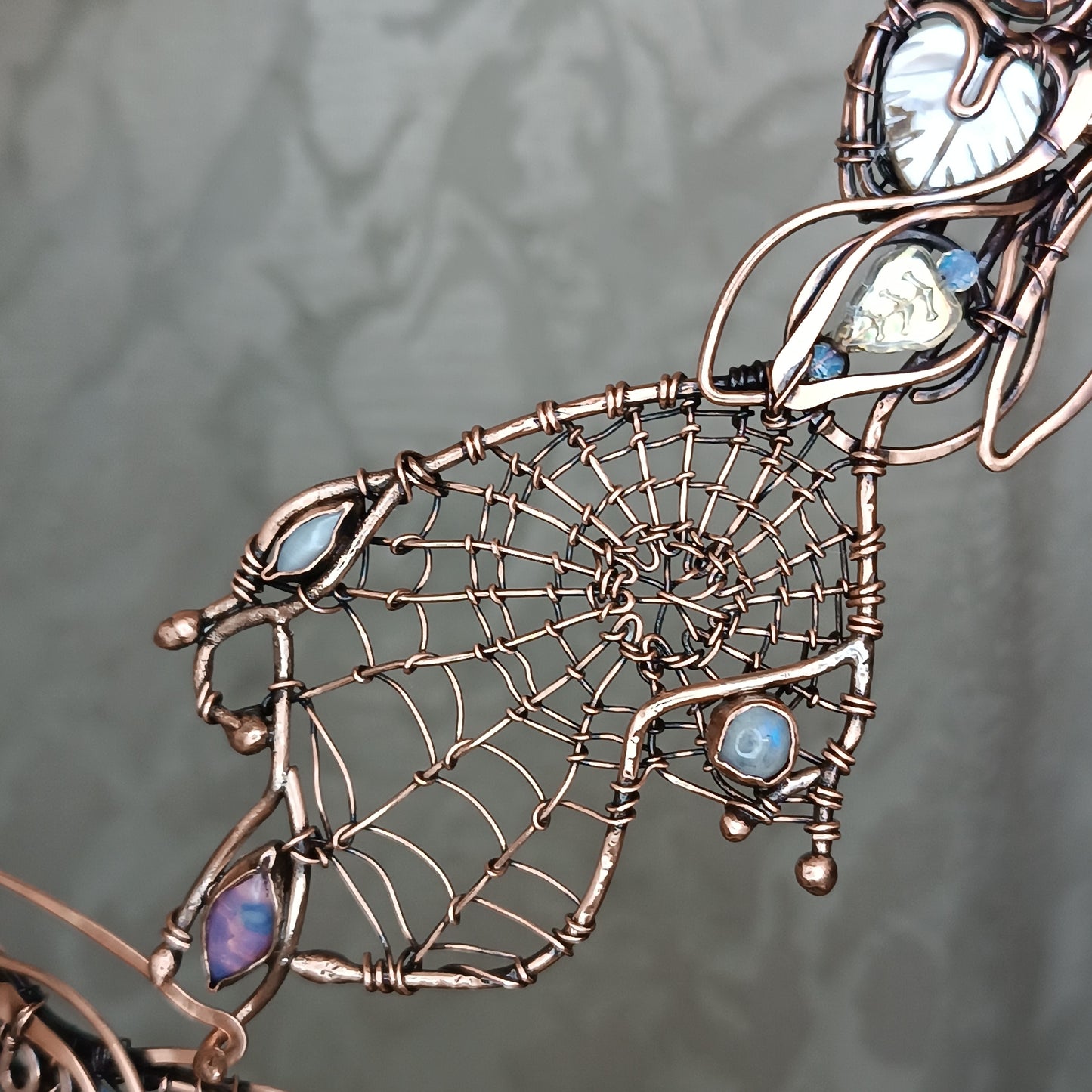 Morning dew web. Statement collar necklace.