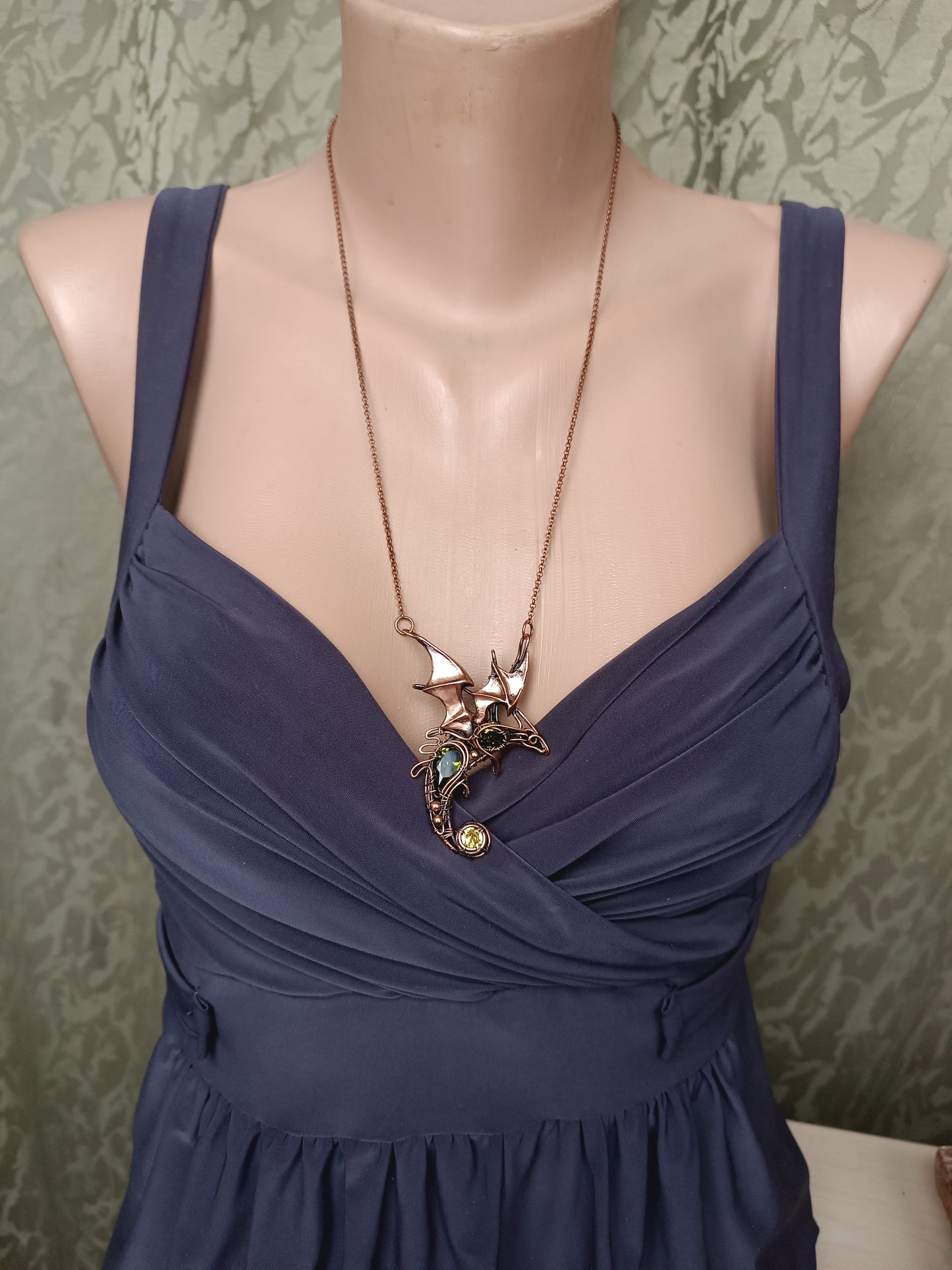 Oliver. Olive green dragon pendant