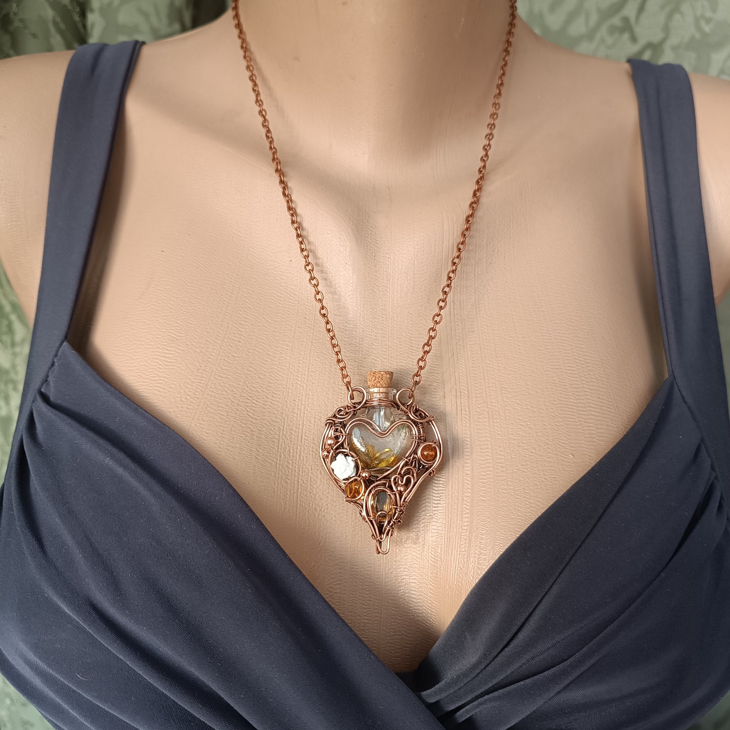 Citrine sunset. vial necklace