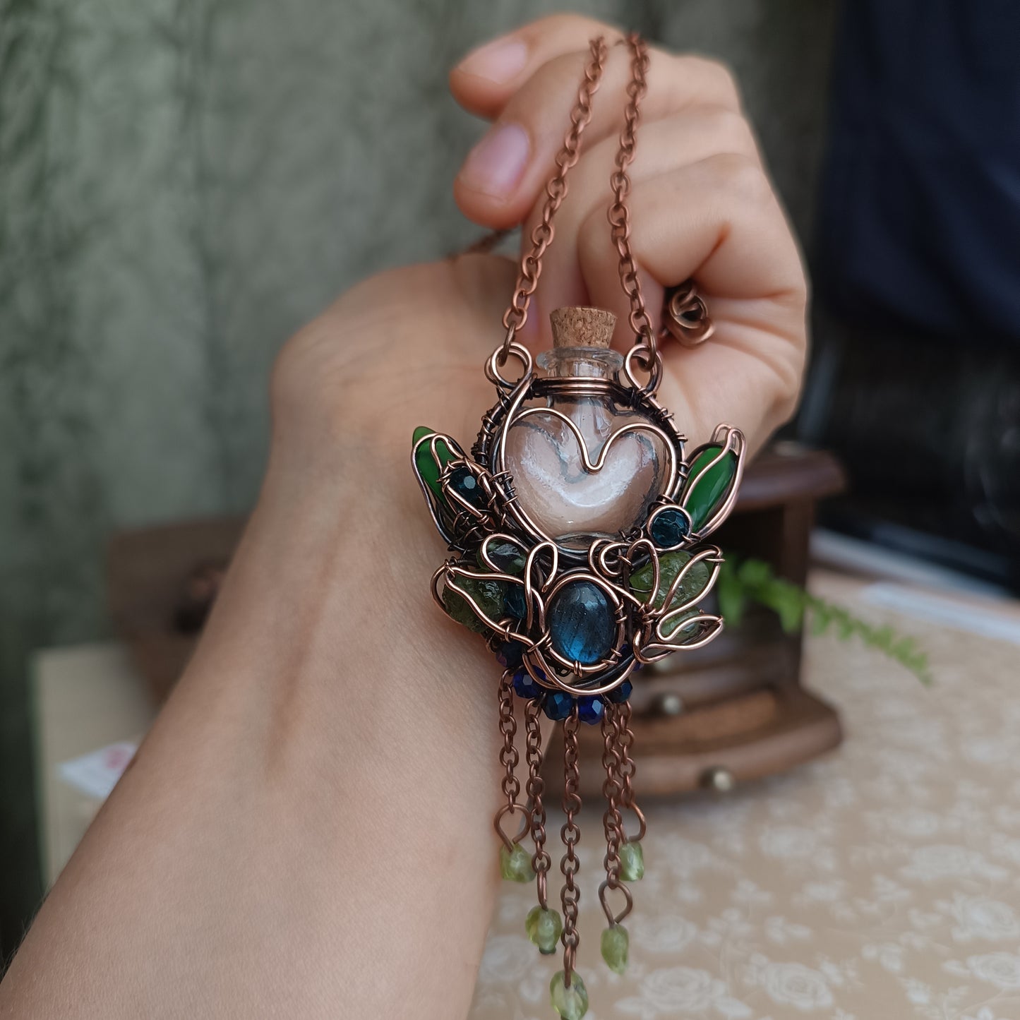 Seagrass meadows. Vial necklace