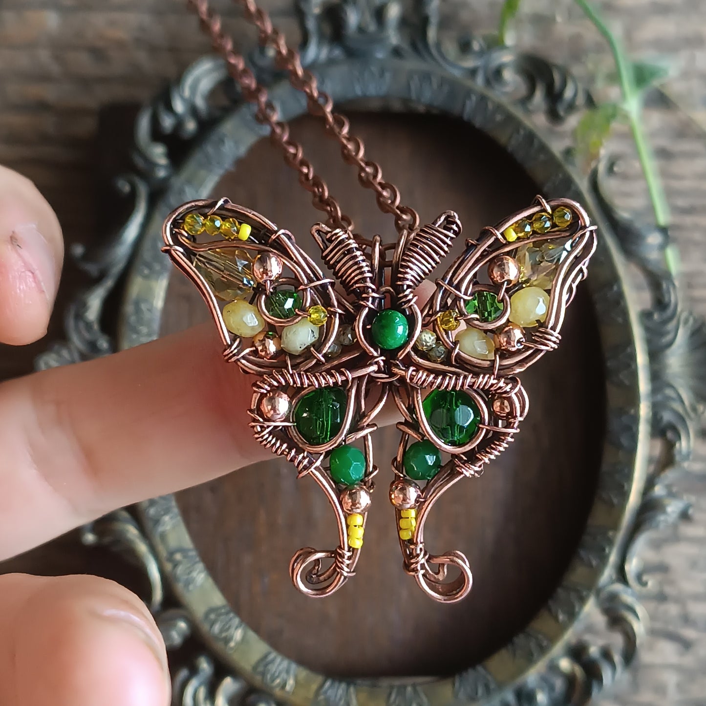 Luna moth necklace