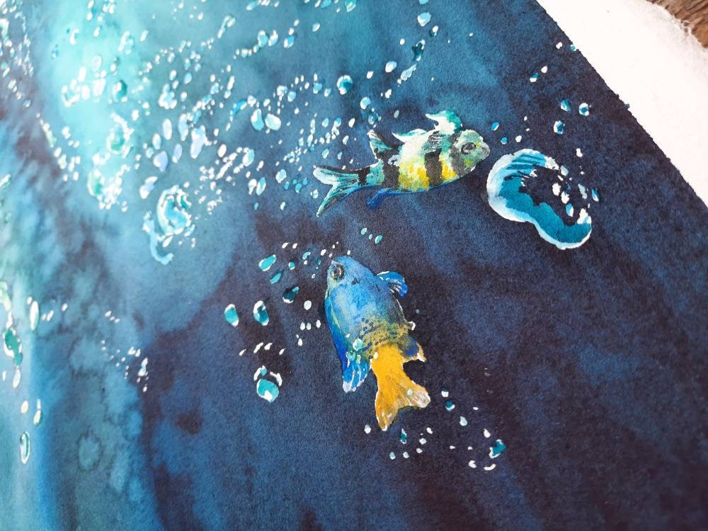 The wave Original watercolor on paper Unframed