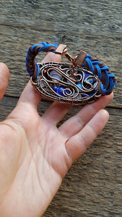 Wire wrapped bracelet with sea turtle