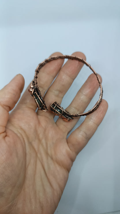 S size wrist Adjustable copper cuff bracelet with faceted labradorites