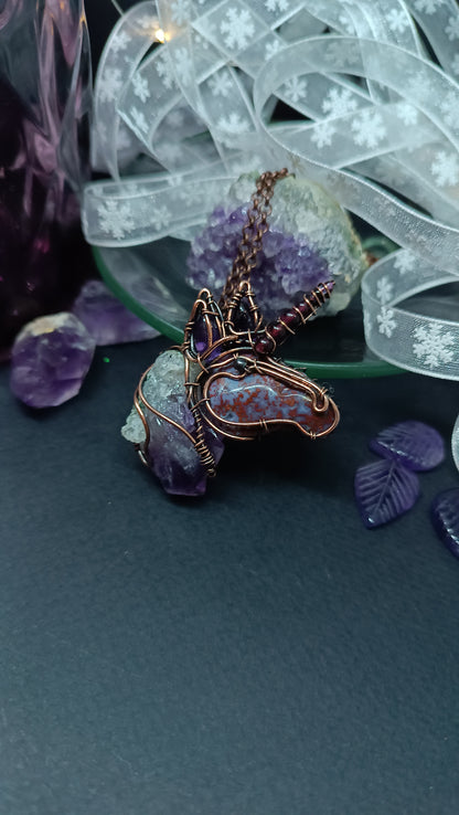 Lilac unicorn pendant.