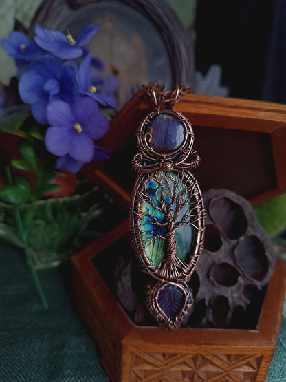 Magical reversible wire wrapped copper tree of life necklace.