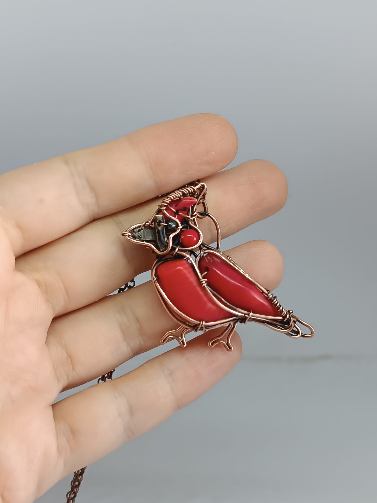 Cardinal bird necklace