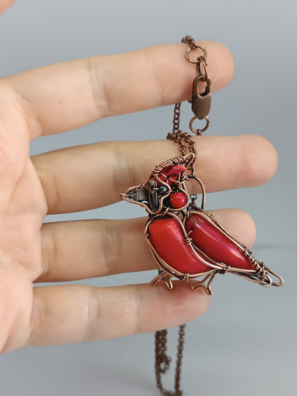 Cardinal bird necklace