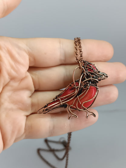 Cardinal bird necklace