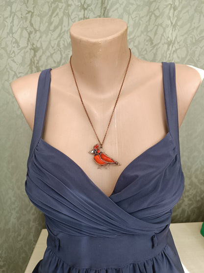 Cardinal bird necklace