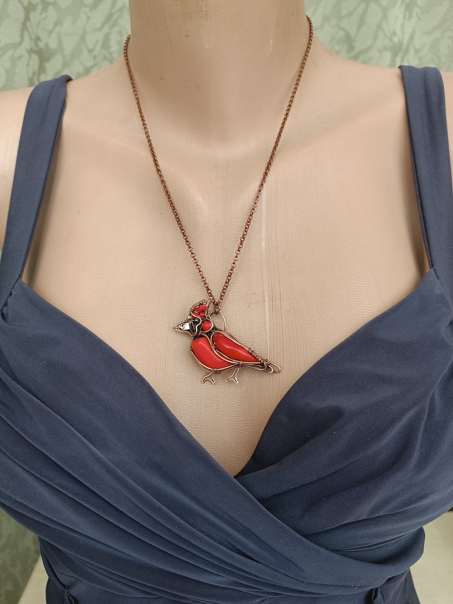 Cardinal bird necklace