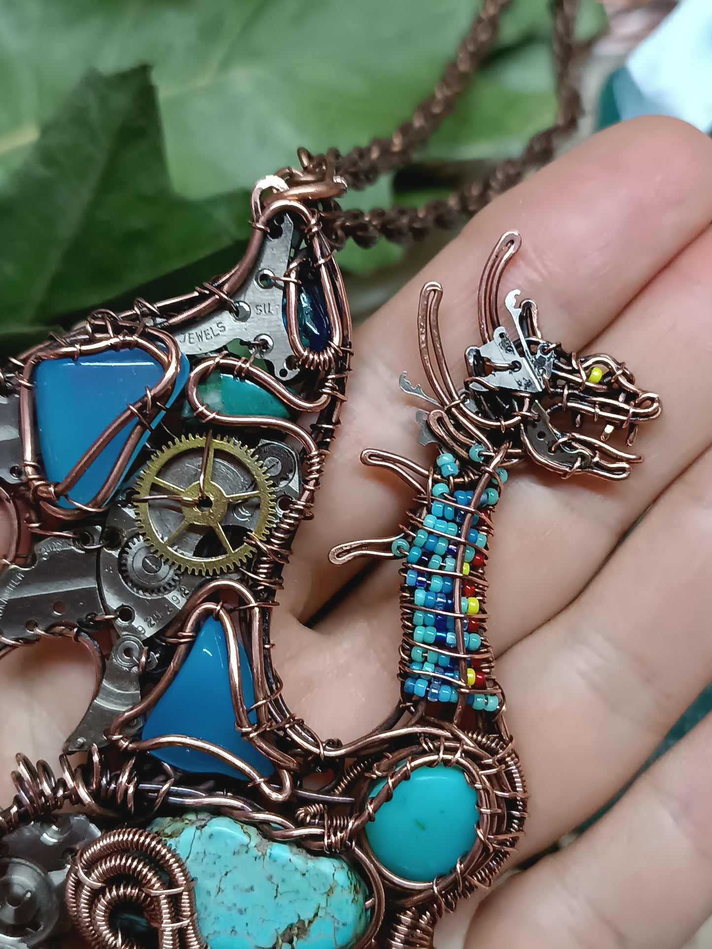 Great water dragon. Mechanical dragon necklace.