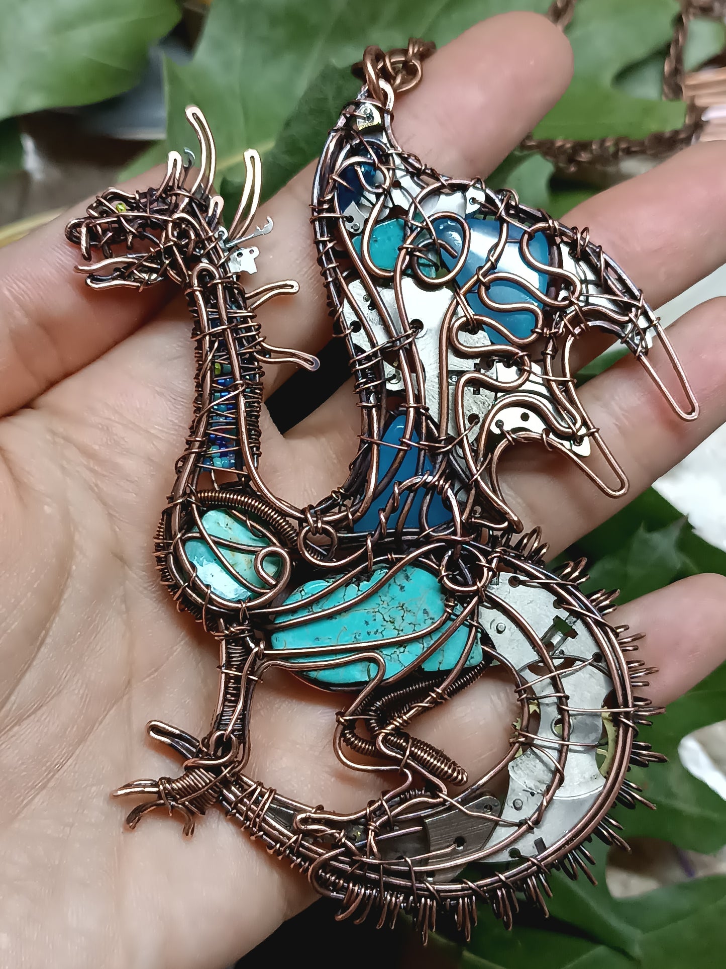 Great water dragon. Mechanical dragon necklace.