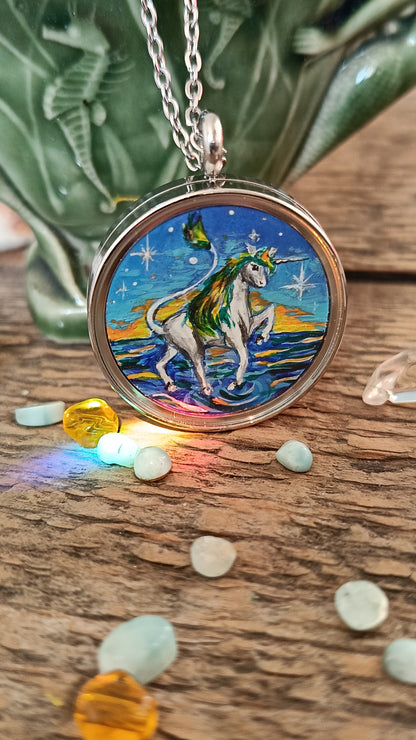 Magical unicorns. Miniature pendant.