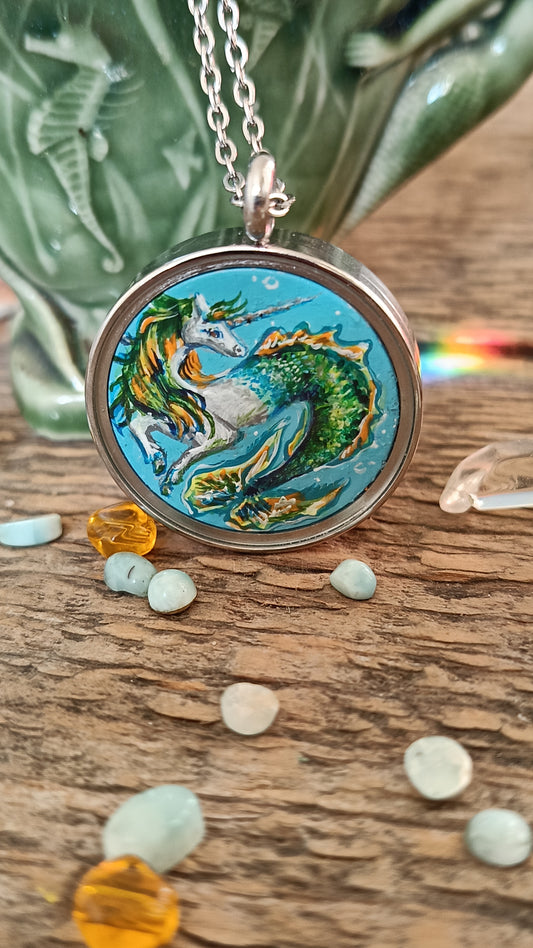 Magical unicorns. Miniature pendant.