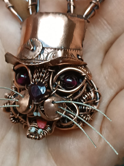 Hare in the hat. Steampunk necklace.