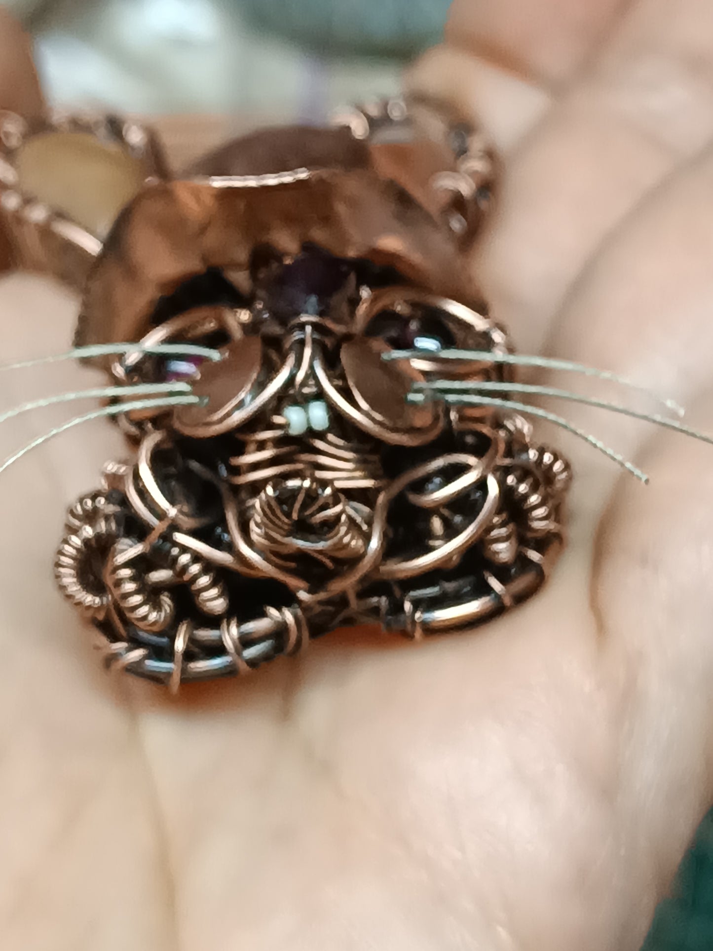 Hare in the hat. Steampunk necklace.