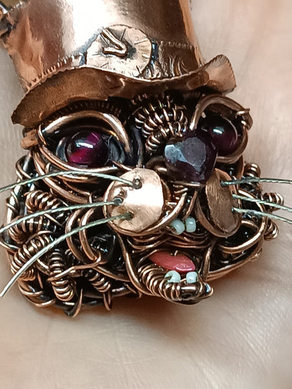 Hare in the hat. Steampunk necklace.