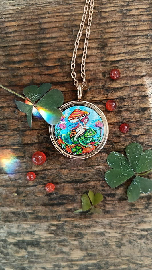 Mushroom fairy necklace