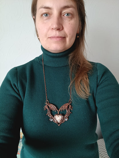 For Diane! Embraced dragon heart necklace