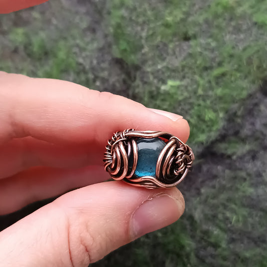 Size 6 Blue labradorite copper ring