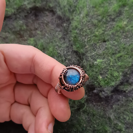 Size 8 Blue labradorite copper ring