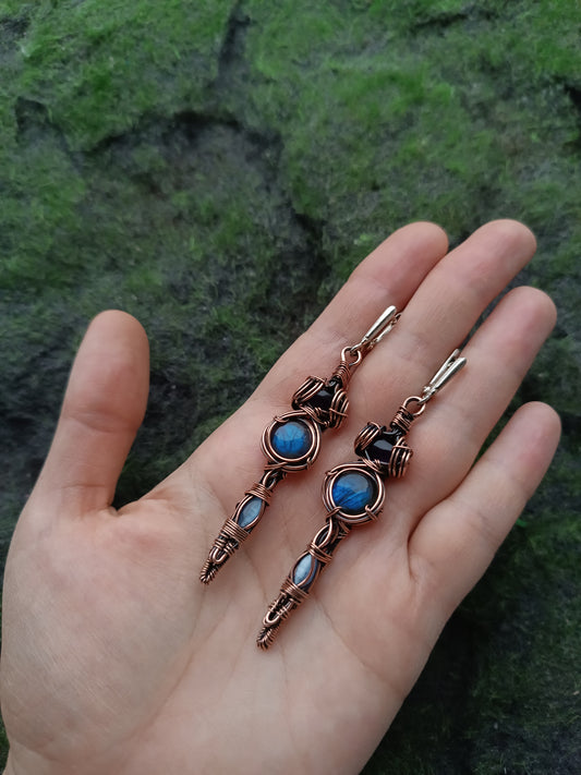 Blue labradorite dangling earrings