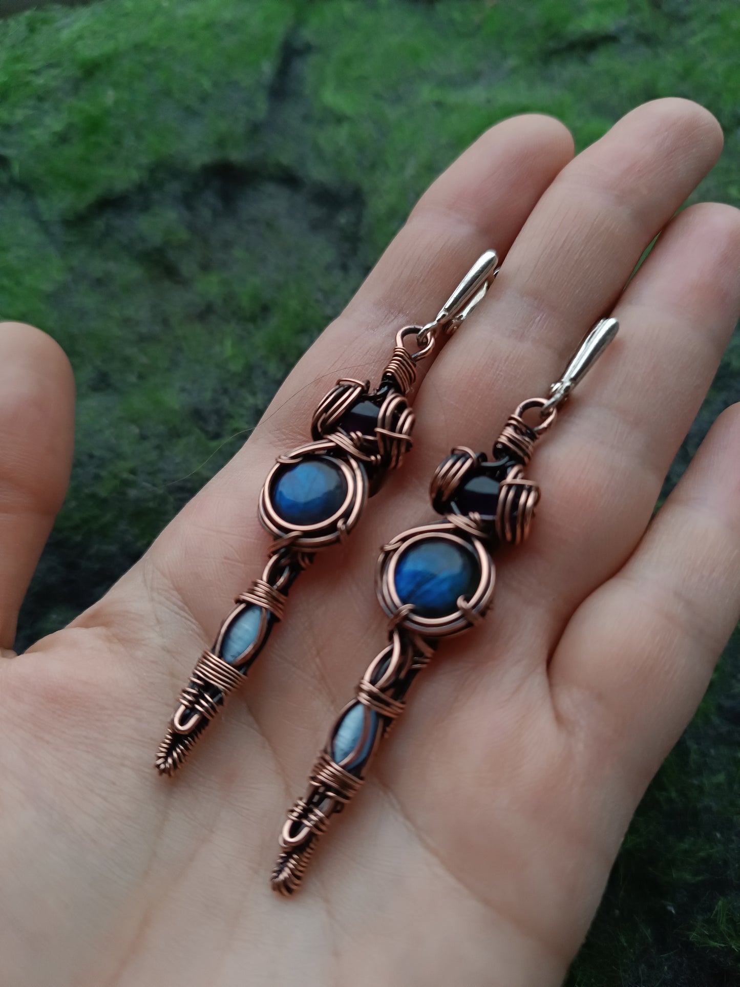 Blue labradorite dangling earrings