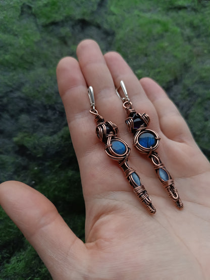 Blue labradorite dangling earrings