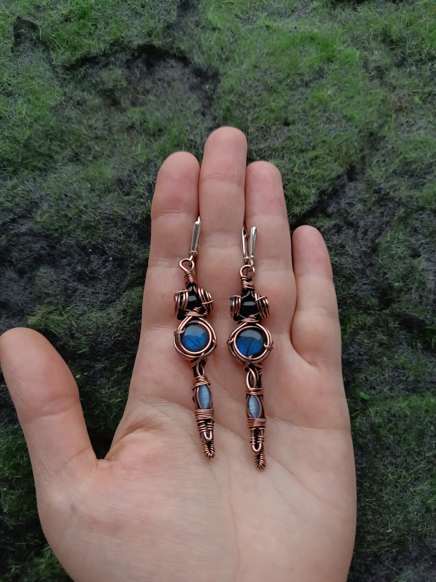 Blue labradorite dangling earrings