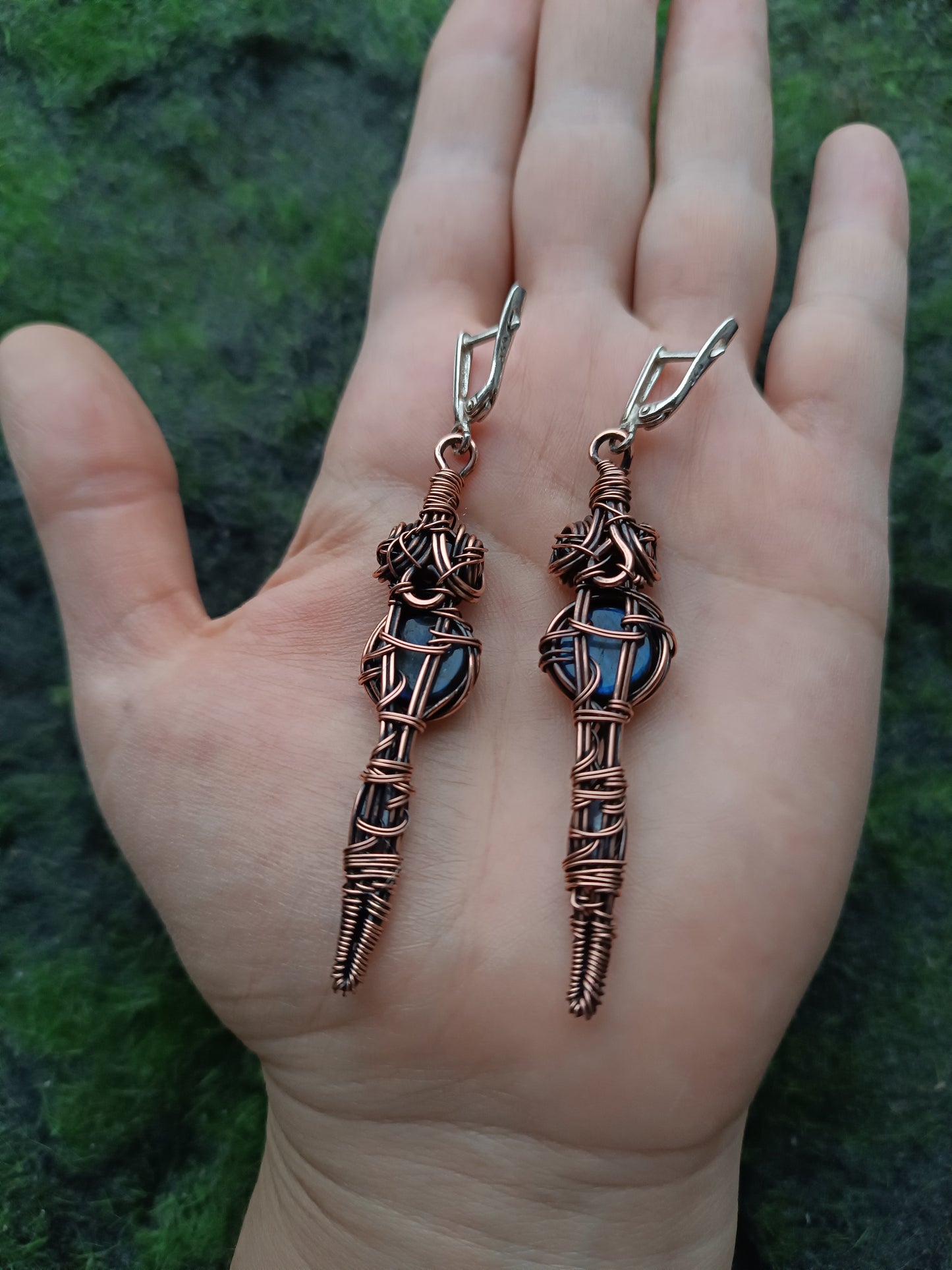 Blue labradorite dangling earrings