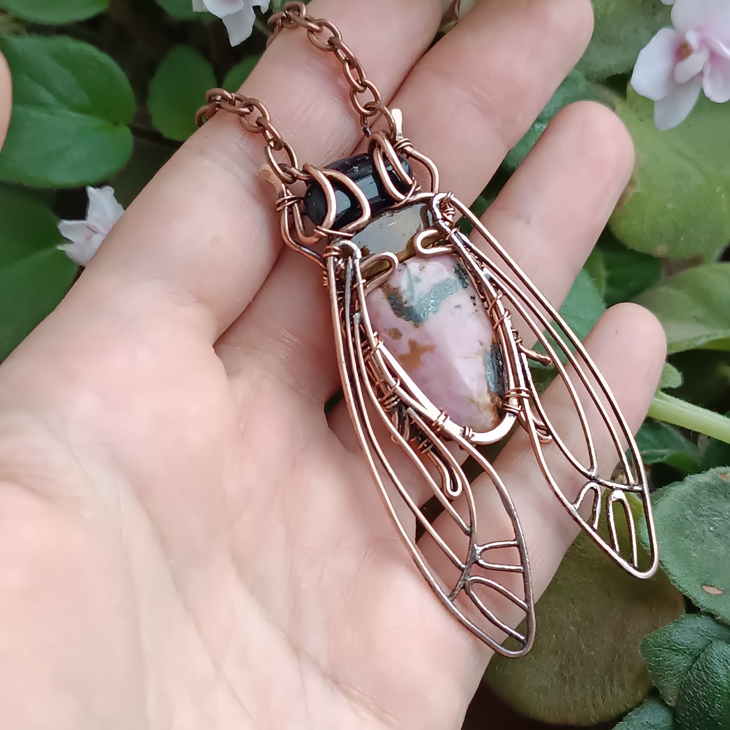 For Teresa. Cicada necklace