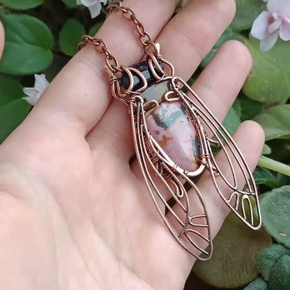 For Teresa. Cicada necklace