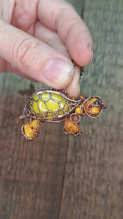 For Megan. Lemon turtle pendant.