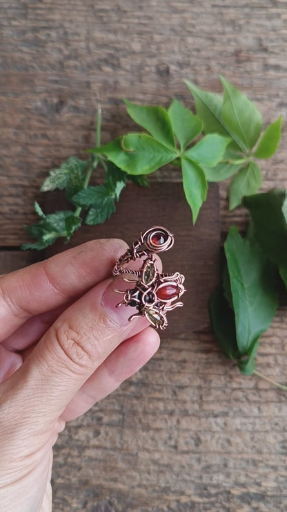 Green wings bee RING. Adjustable