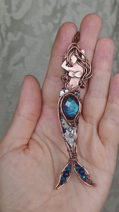 Blue mermaid with steampunk vibe.