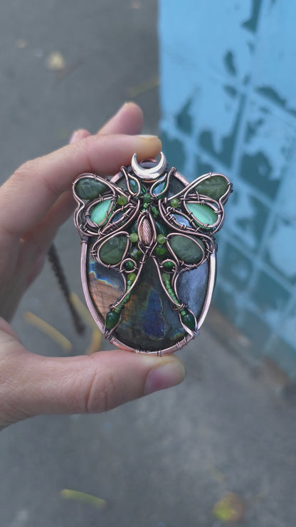 Luna moth necklace