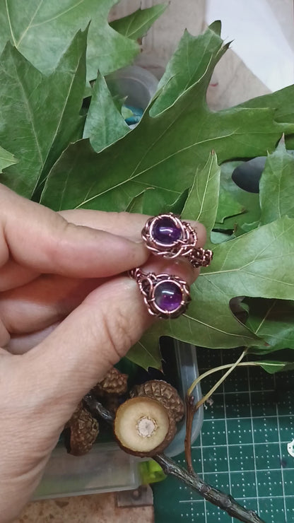 Two amethysts adjustable ring