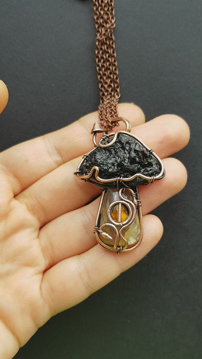 Mushroom fairy house pendant.