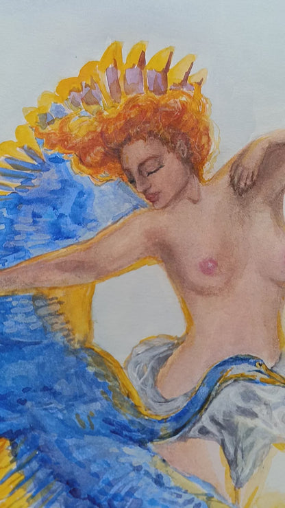 Foam born. Original watercolor on paper. Unframed.