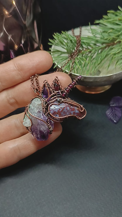 Lilac unicorn pendant.