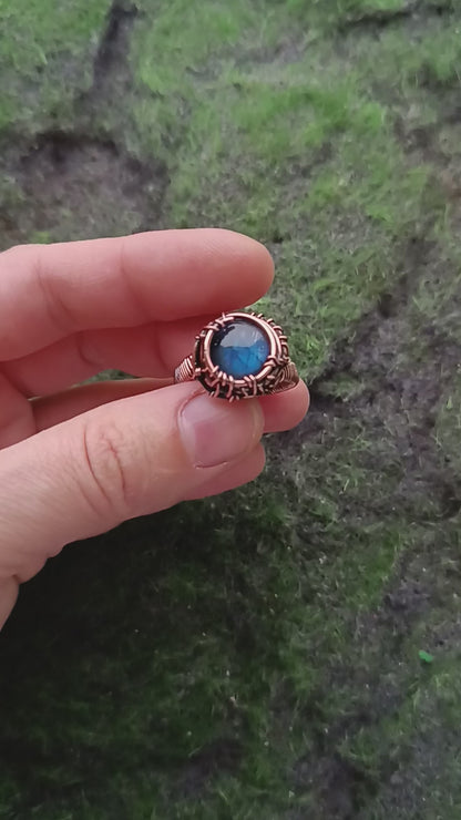 Size 8 Blue labradorite copper ring