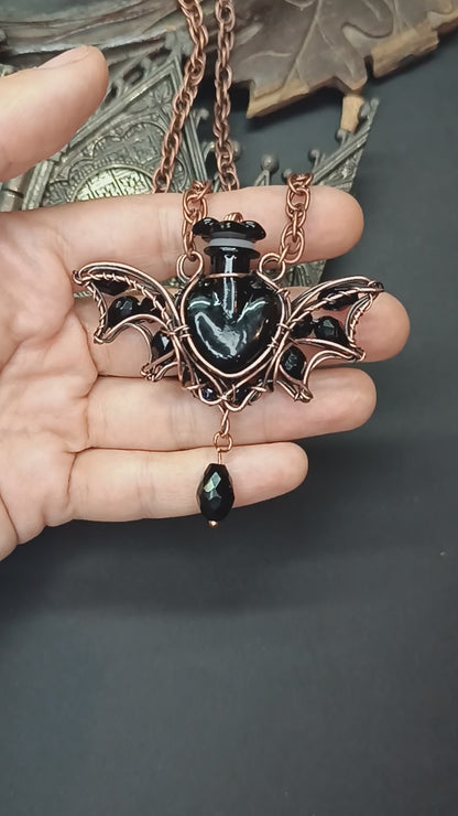 Bat vial necklace