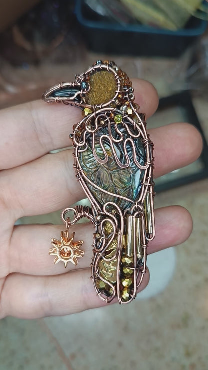 Secret keeper and The Sun. Raven necklace.